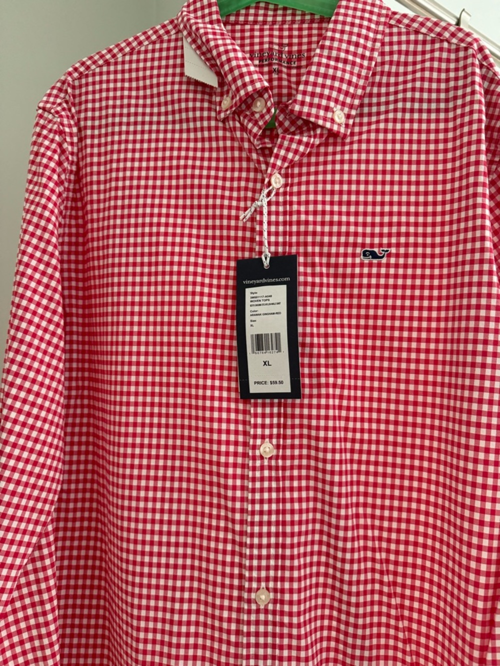 Vineyard Vines Red and White Gingham Button-Down Shirt